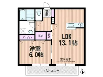 ヴィラ・セントポーリア(1LDK/3階)の間取り写真