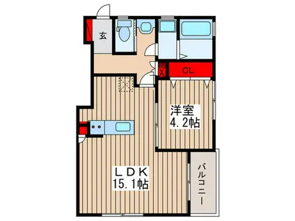 アヴェニューコート東大宮(1LDK/2階)の間取り写真