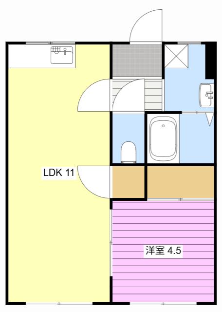 ニューバレイB(1LDK/1階)の間取り写真