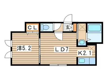 PLUM(1LDK/2階)の間取り写真