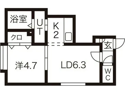 KSコムズ(1LDK/3階)の間取り写真