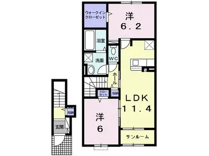 コスタI(2LDK/2階)の間取り写真