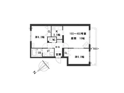 サンステージ410(2LDK/2階)の間取り写真