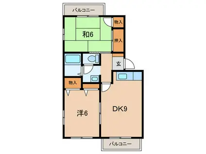 ラピート6X(2DK/2階)の間取り写真