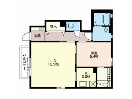 リバーサイドフラット B(1LDK/1階)の間取り写真