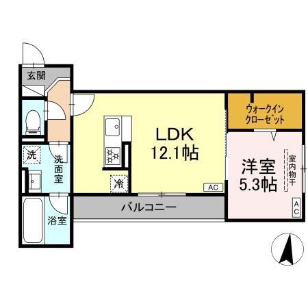 セステナリー開成(1LDK/2階)の間取り写真