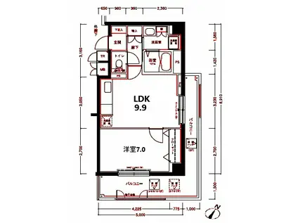 フロール川崎下平間第1 1号棟(1LDK/3階)の間取り写真