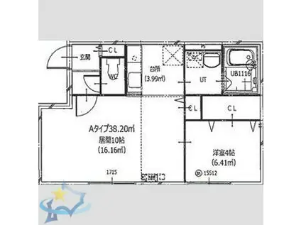 HERO YAMAHANA1(1LDK/2階)の間取り写真