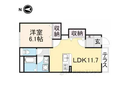 ウイングヒルAB(1LDK/1階)の間取り写真