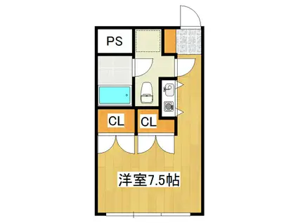 ハッカーアパートメント(ワンルーム/3階)の間取り写真