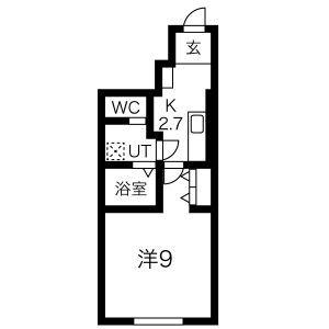 LEBEL VIER(1K/1階)の間取り写真