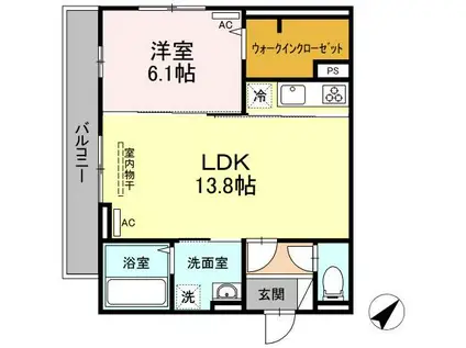 クレストヒルズ(1LDK/2階)の間取り写真