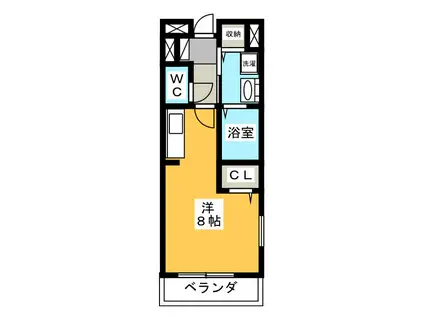 JR大糸線 島内駅 徒歩5分 2階建 築24年(ワンルーム/1階)の間取り写真