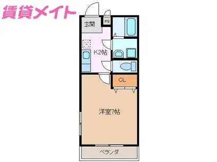 サンフォレスト24(1K/2階)の間取り写真