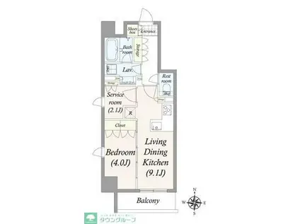 PRIMAL 両国(1SLDK/9階)の間取り写真