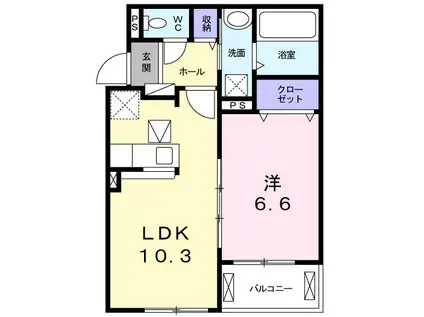 ブリヤン ヴィラ II(1LDK/1階)の間取り写真