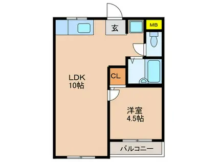 ホーリーライフ福島(1LDK/3階)の間取り写真