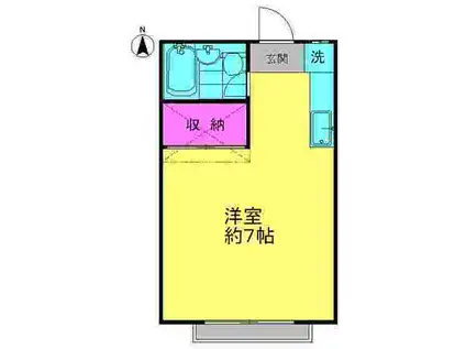 カームハイツ(ワンルーム/2階)の間取り写真