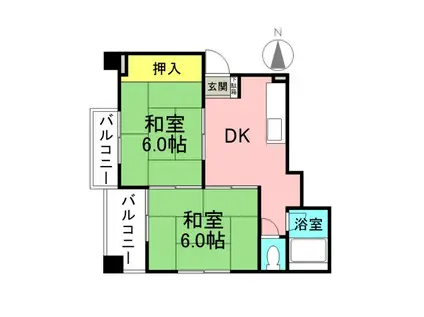 木原マンション(2DK/2階)の間取り写真