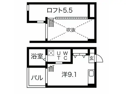 ベーネ本陣(ワンルーム/2階)の間取り写真