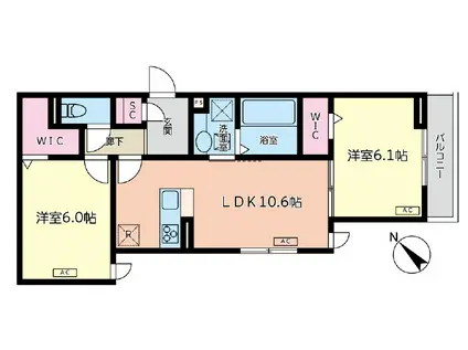 LUSSOIII(2LDK/2階)の間取り写真
