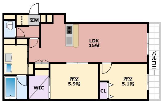 ベル アントレ 西宮(2LDK/2階)の間取り写真