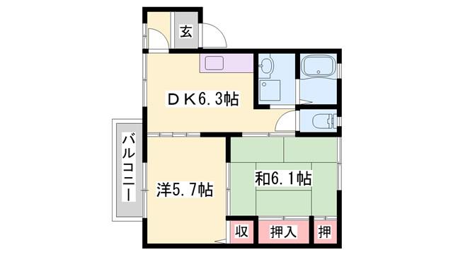 フォーレスひらつか(2DK/1階)の間取り写真