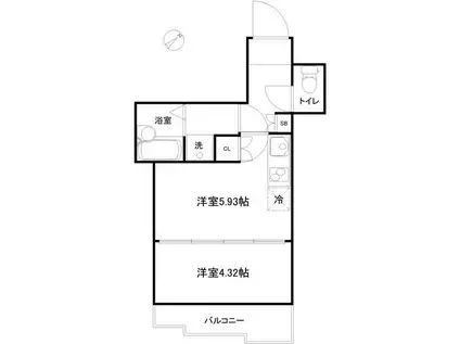 ビバリーホームズ豪徳寺(1DK/3階)の間取り写真