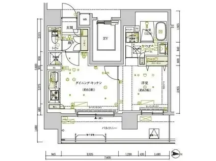 メインステージ両国II(1LDK/12階)の間取り写真