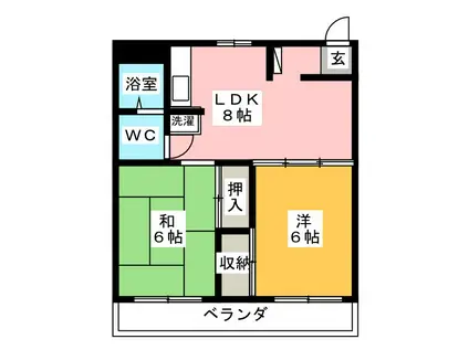 コーポ静岡(2DK/5階)の間取り写真