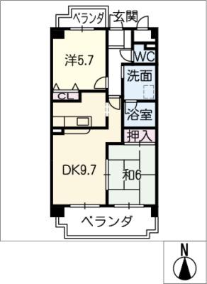 エクセレントみずの(2DK/5階)の間取り写真