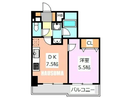 ハイホーム十条(1DK/9階)の間取り写真