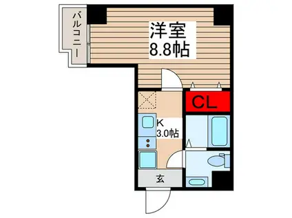 ノース FIELD 飯能(1K/4階)の間取り写真