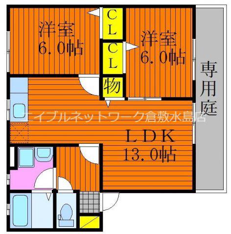 ベリーオーライC(2LDK/2階)の間取り写真