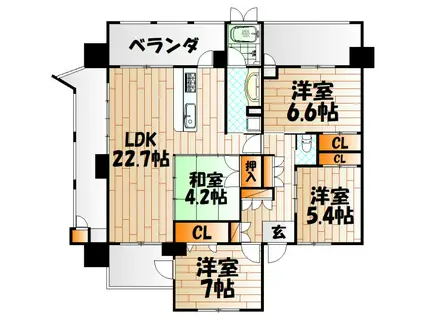 ベイトリア門司マリーズ(4LDK/8階)の間取り写真