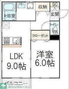 NEUHAUS(1LDK/2階)の間取り写真