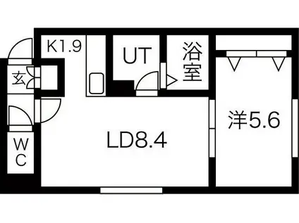 アプリーラ伏古(1LDK/2階)の間取り写真