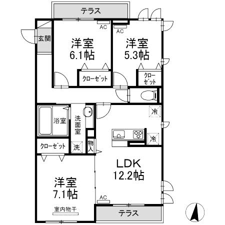 FORTUNA(3LDK/1階)の間取り写真