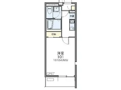 レオネクストシェル都VI(1K/3階)の間取り写真