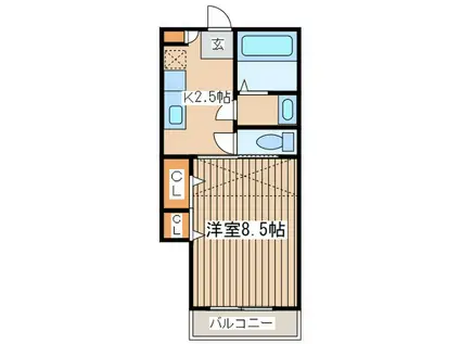 エクレール辻堂Ⅱ(1K/2階)の間取り写真