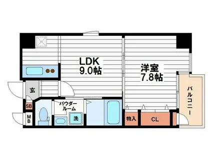 クレセル真田山(1LDK/5階)の間取り写真