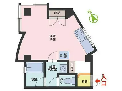 ハイムK(ワンルーム/2階)の間取り写真