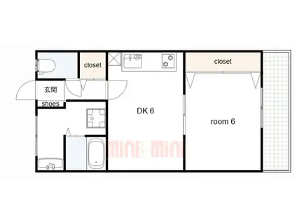 ラムール大久保(2DK/1階)の間取り写真