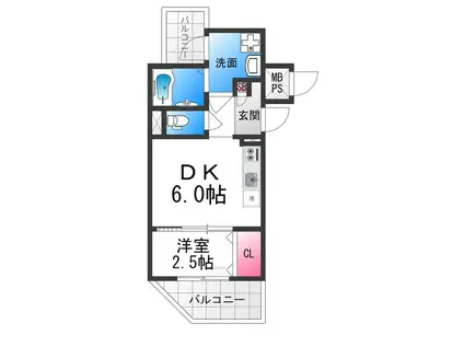 ジーイーディズ(1DK/3階)の間取り写真