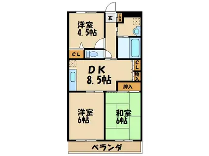 クレール給田(3DK/1階)の間取り写真