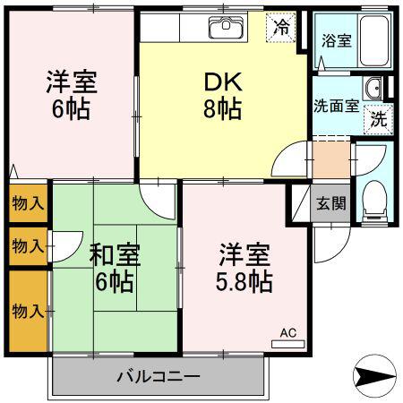 セジュール藤本(3DK/2階)の間取り写真