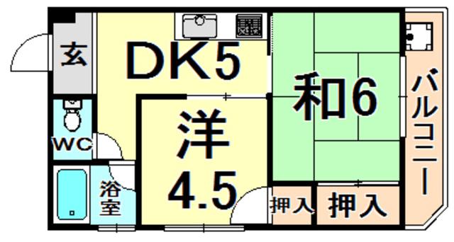 メゾン堀池(2DK/2階)の間取り写真