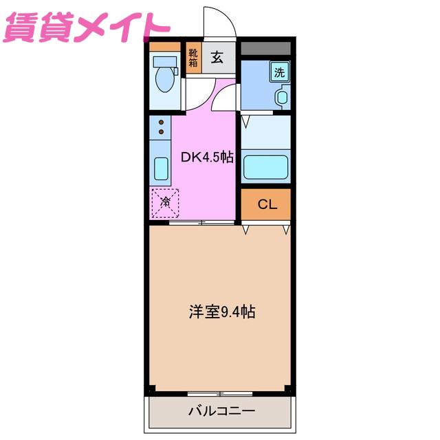 SUN BRIGHT さか(1DK/2階)の間取り写真