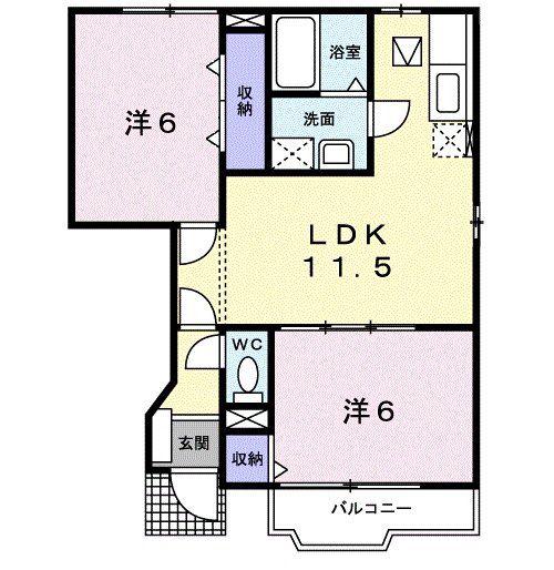 エトワール(2LDK/1階)の間取り写真