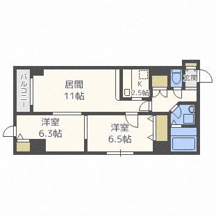 マハトゥール札幌(2LDK/4階)の間取り写真